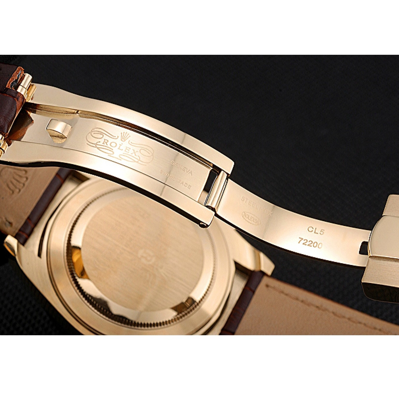 AAA replica watch Subdials Cosmograph Bracelet Daytona Leather Brown Gold 622634 Rolex Case Black 0820